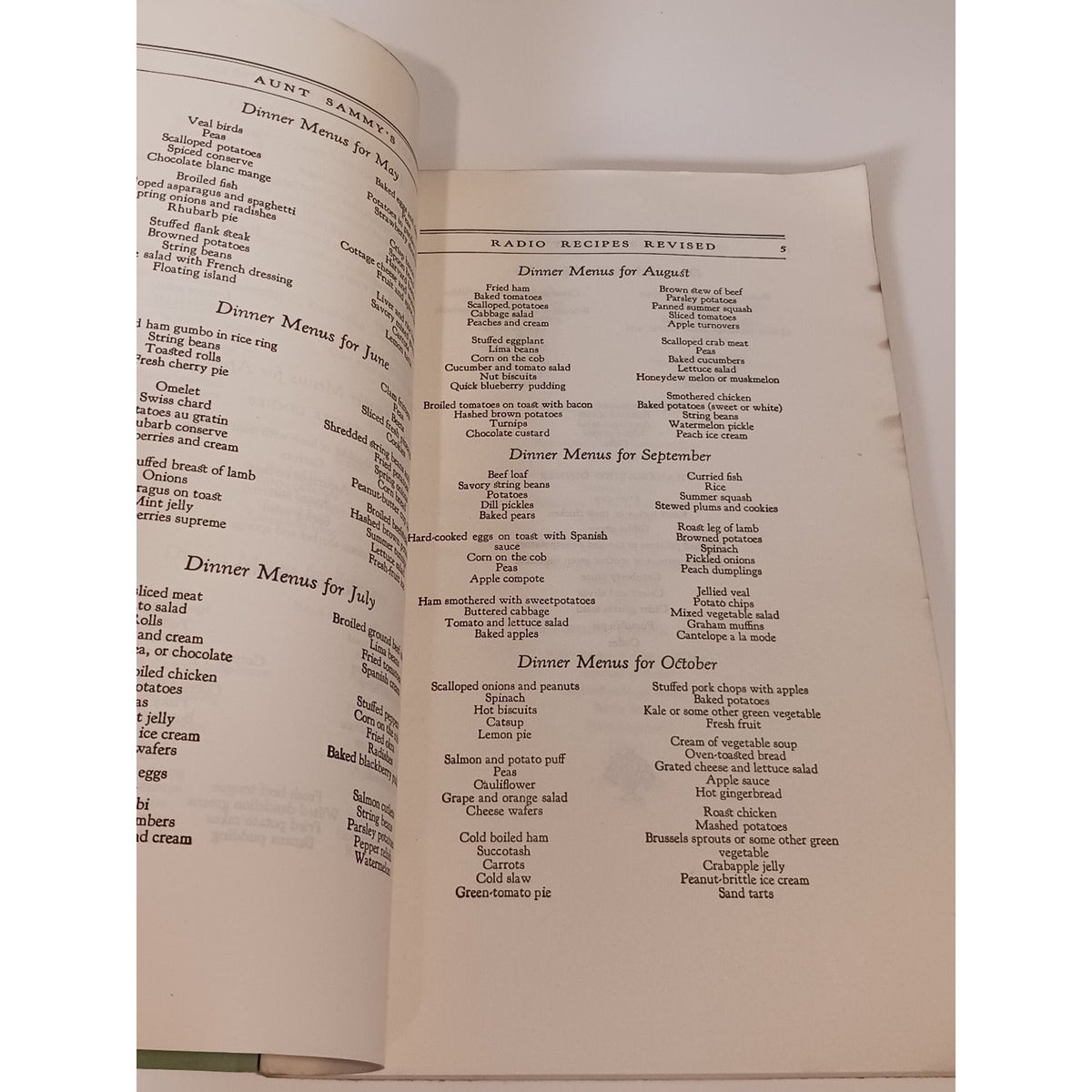 Aunt Sammy's Radio Recipes Revised 1931 USDA Cookbook Vintage Ephemera