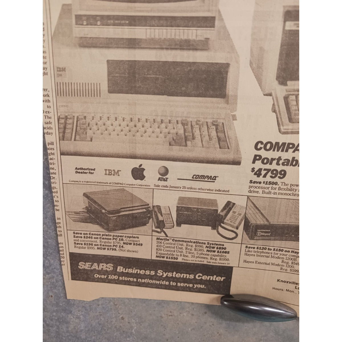 1980s Sears Business Systems Ad IBM PC XT AT Compaq 286 Vintage Computer