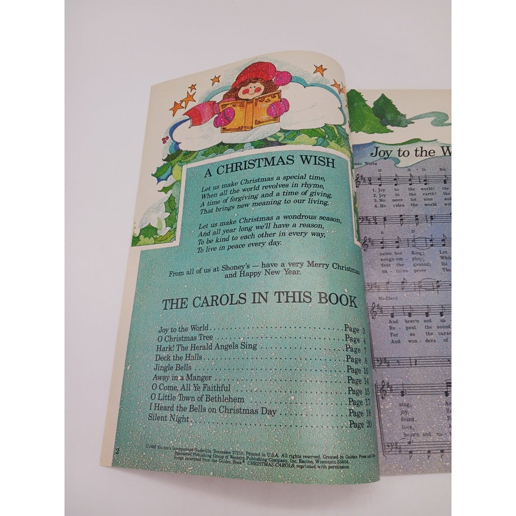 Unused 1985 Shoney's Special Christmas Songs Activities Booklet Book Children