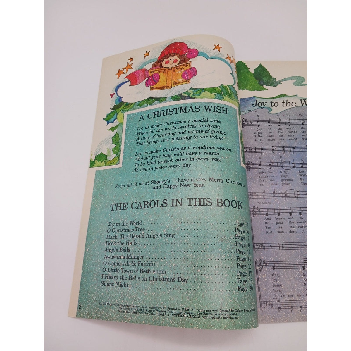 Unused 1985 Shoney's Special Christmas Songs Activities Booklet Book Children