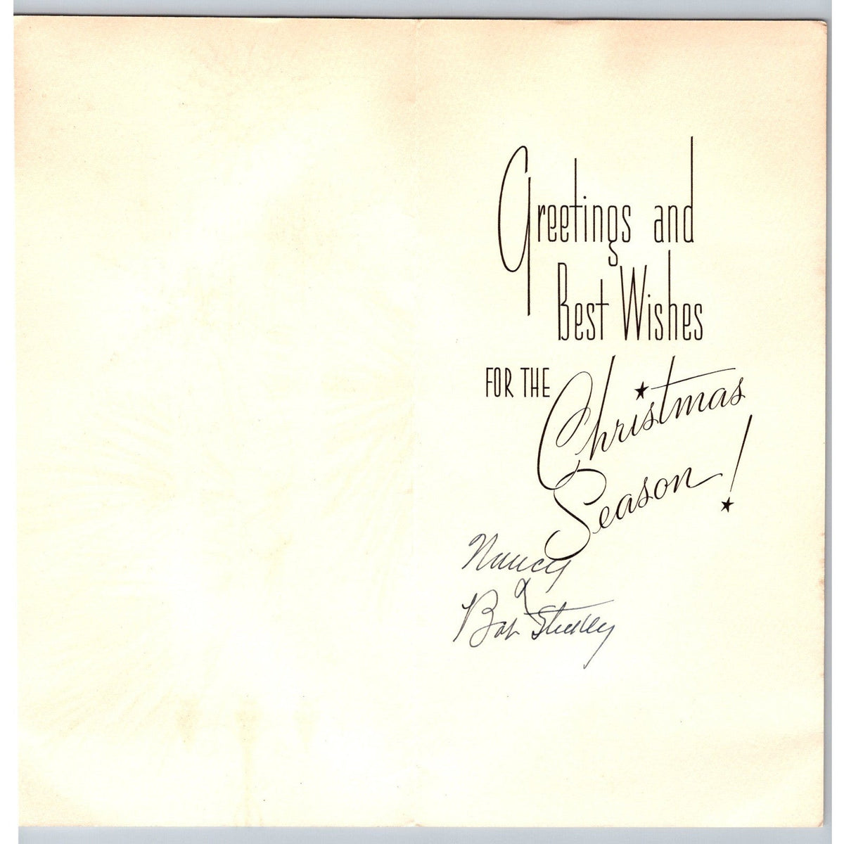 1950s Red Candles Snowflakes Pine Vintage Rust Craft MCM Christmas Greeting Card