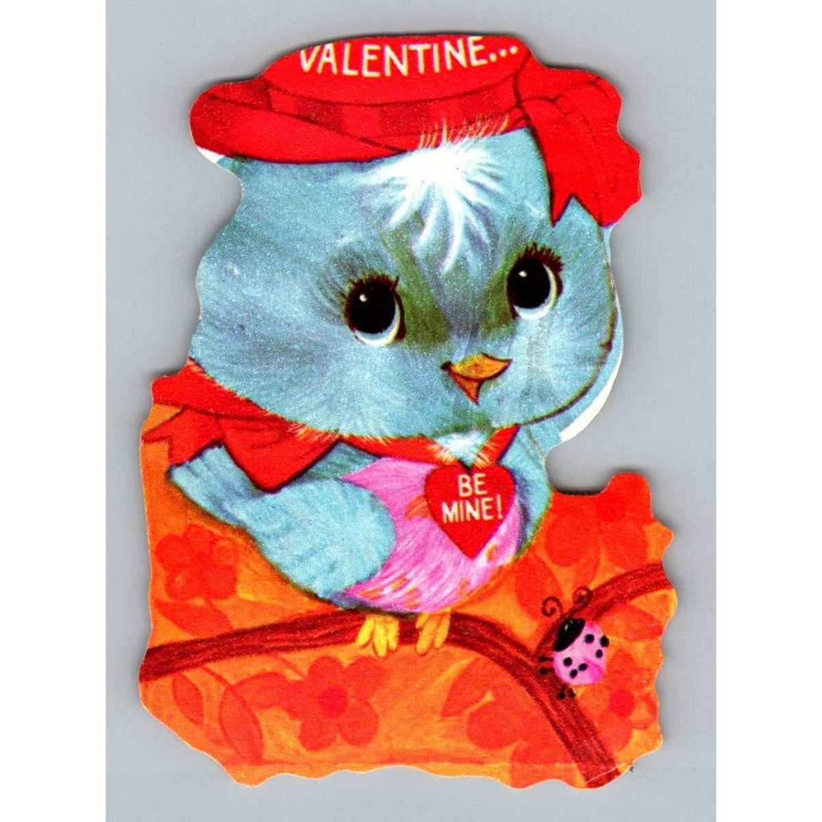 Vintage Hallmark Die Cut Valentine Greeting Card Blue Bird Be Mine