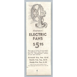 1930s The Fair Department Store Electric Fan Advertisement Print Ad Chicago