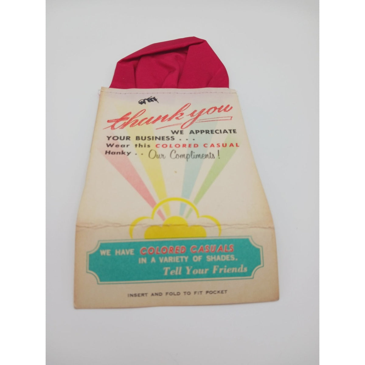 VTG 1940s 50s Old Hickory Mfg Co Compliments Satin Hanky Sample Ephemera