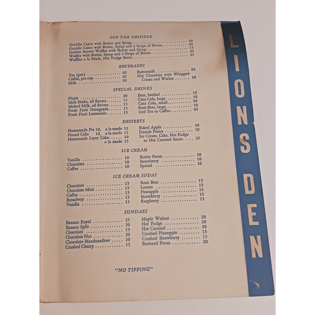 Vintage LIONS DEN Restaurant Menu c1940s City Aerial View Ephemera Chicago RARE