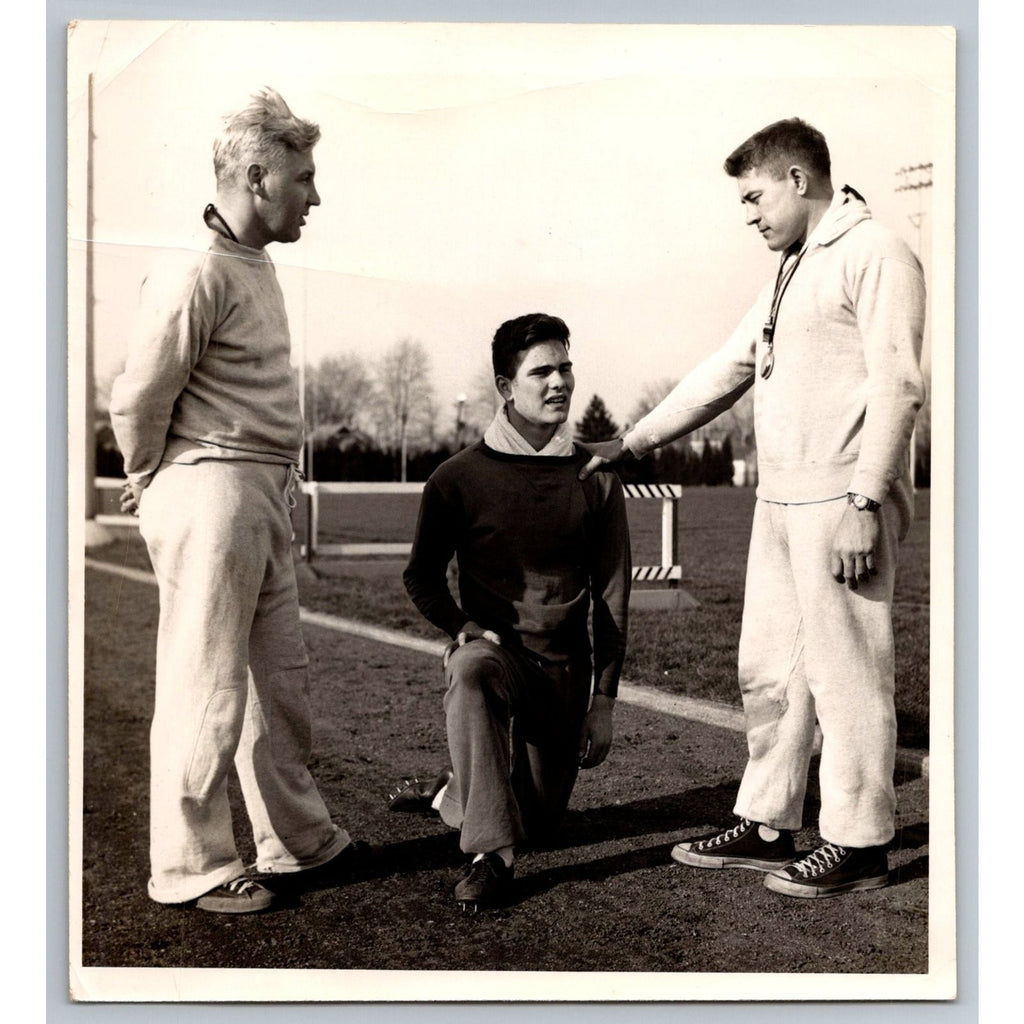 Track & Field Football Coaches Athletes 1950s Snapshot Photo Sports Training