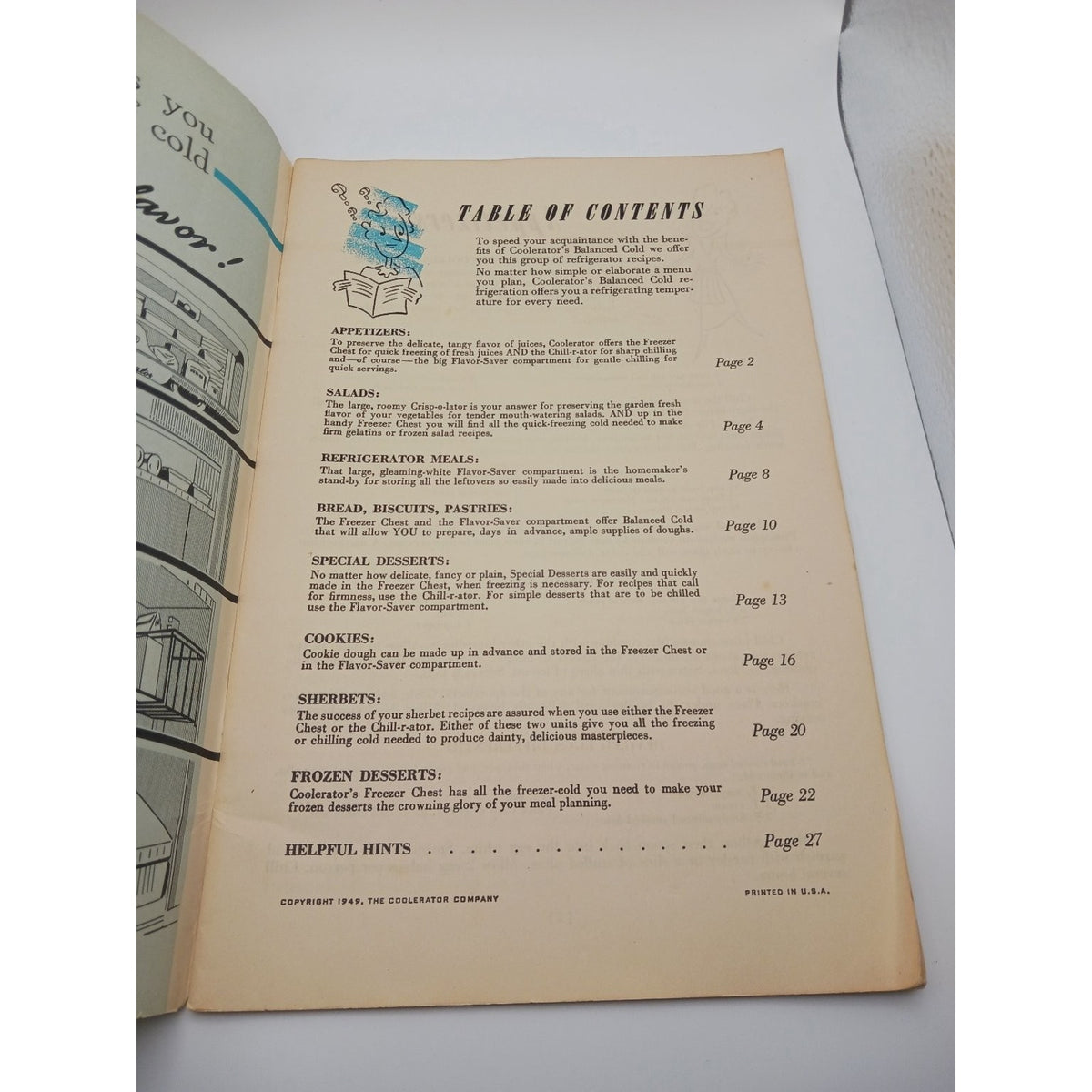 Vintage 1949 Coolerator Flavor Saver Refrigerator Recipe Booklet Cookbook