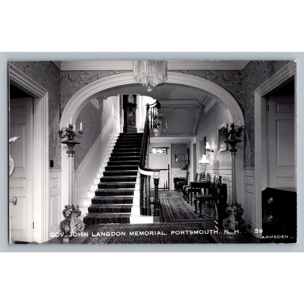 Gov John Langdon Memorial Portsmouth NH RPPC Grand Interior Staircase Armsden
