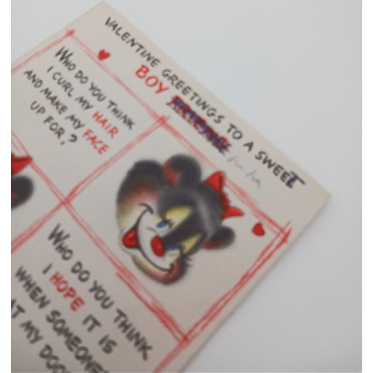 1959 Hallmark Valentine Card Cute Anthropomorphic Skunk Bear Character Mirror