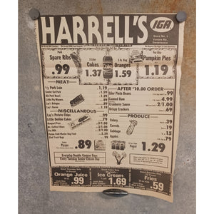VTG 1980s HARRELL'S IGA Grocery Store Ad Sweetwater TN Coke Pepsi Food Prices
