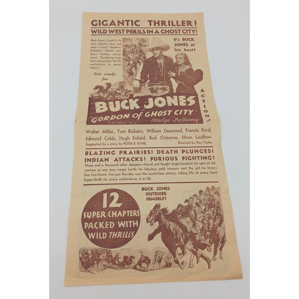 Buck Jones in Gordon of Ghost City Madge Bellany Home Theatre Movie Flyer Poster