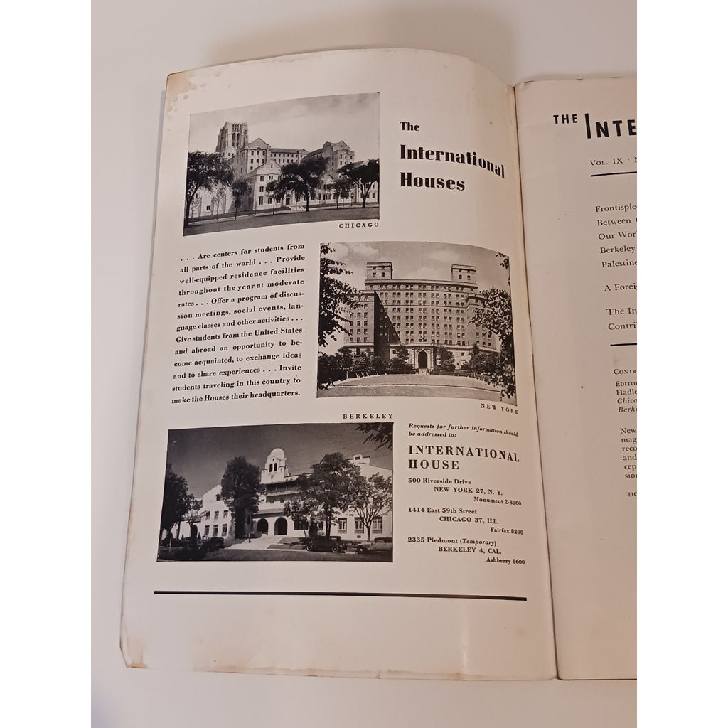 1945 International House Quarterly Magazine Palestine Postwar Berkeley NY