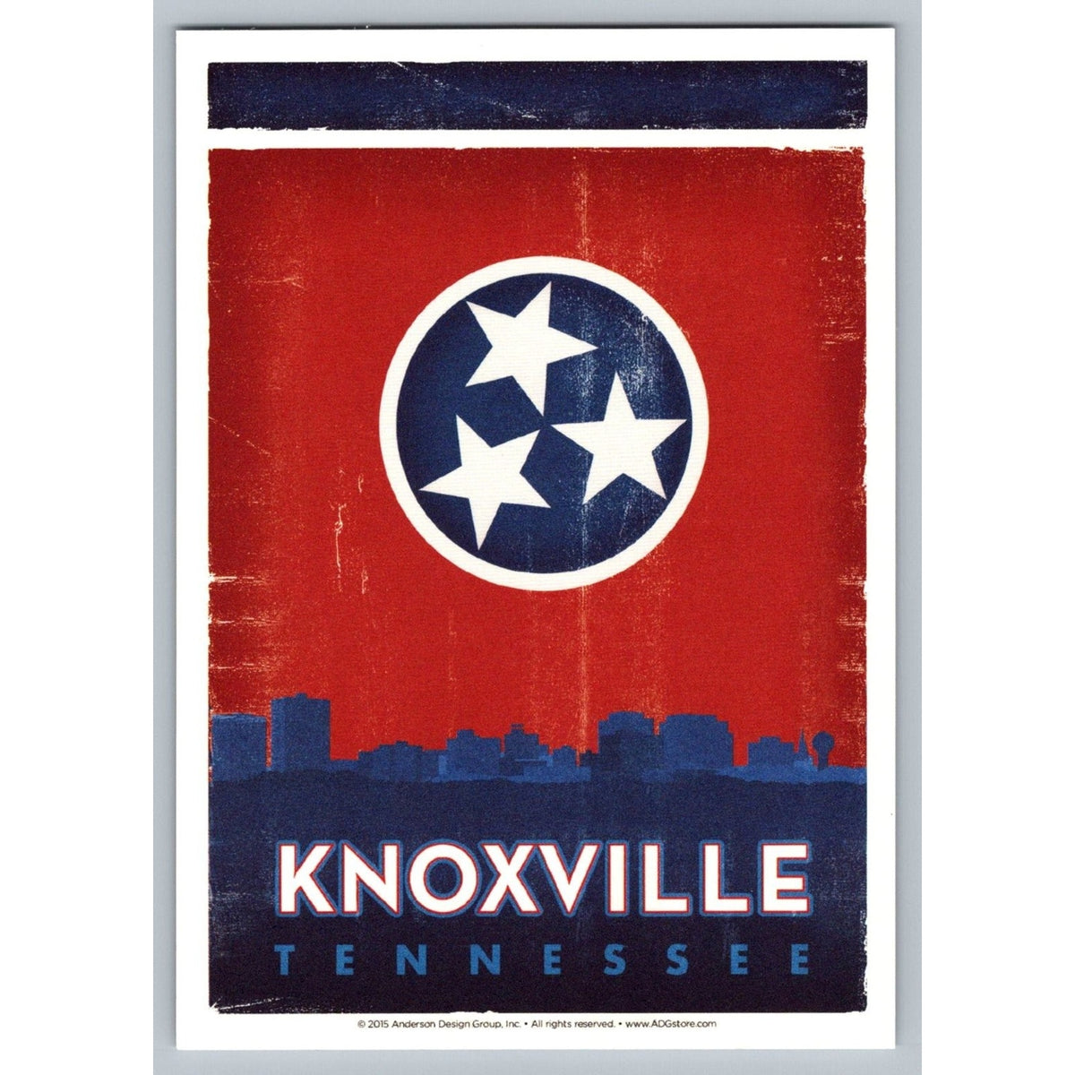 Knoxville Tennessee State Flag Skyline Anderson Design Group Postcard