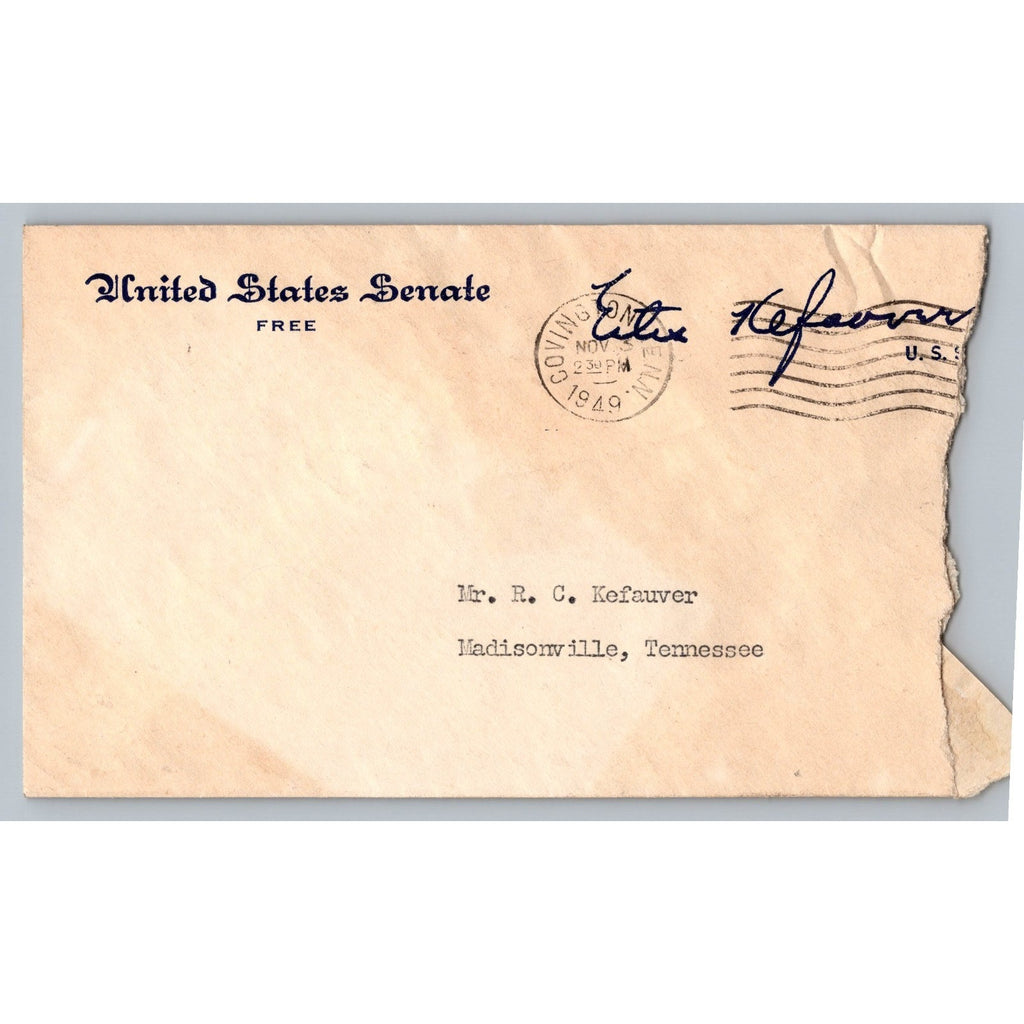 1949 Signed Estes Kefauver Senate Letterhead Personal Letter To Dad Handwritten