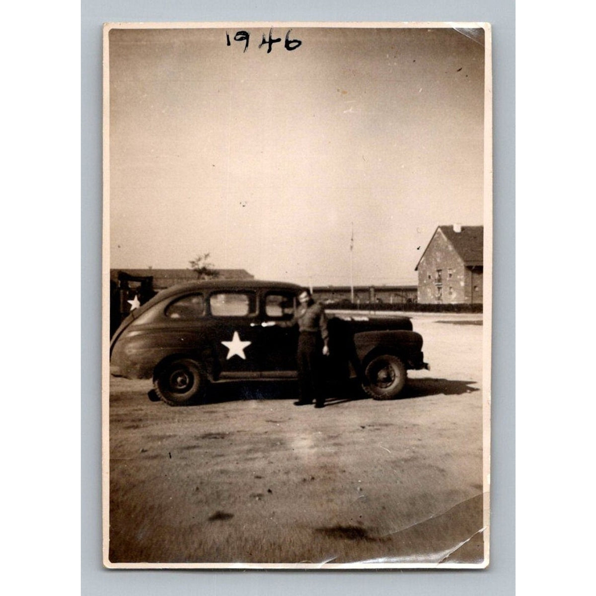 1946 US Military Police Staff Car Photo WWII Era Post War Germany Patrol