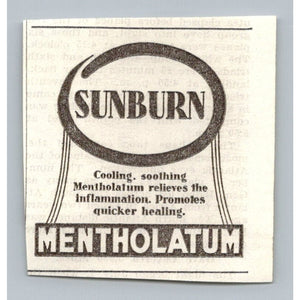 Vintage 1933 Mentholatum Sunburn Remedy Print Ad Ephemera Clipping