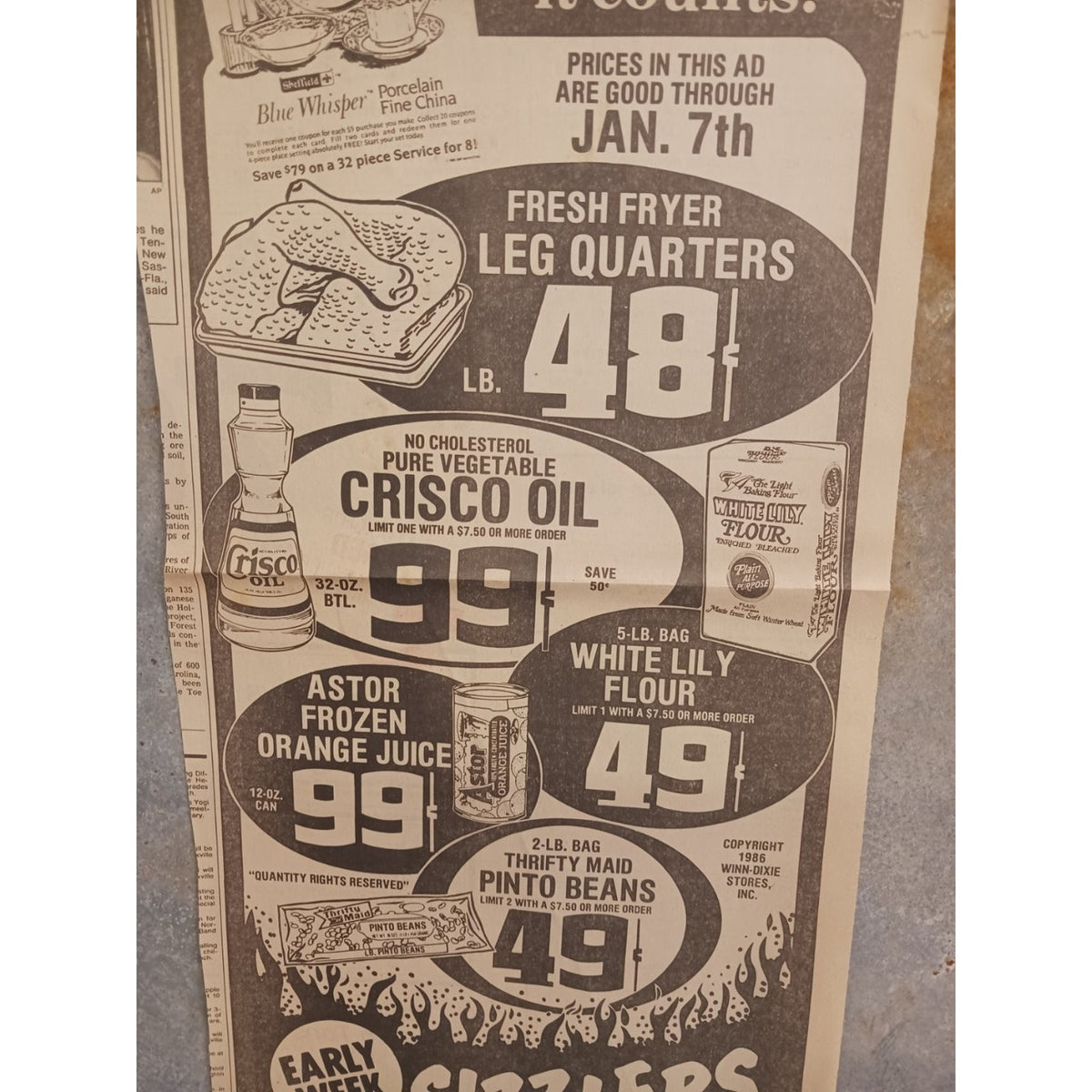 1986 Winn-Dixie Grocery Store Newspaper Ad Knoxville Tn Crisco White Lily Prices