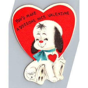 Vintage Ambassador Cards Valentine Greeting Card Puppy Dog Heart USA