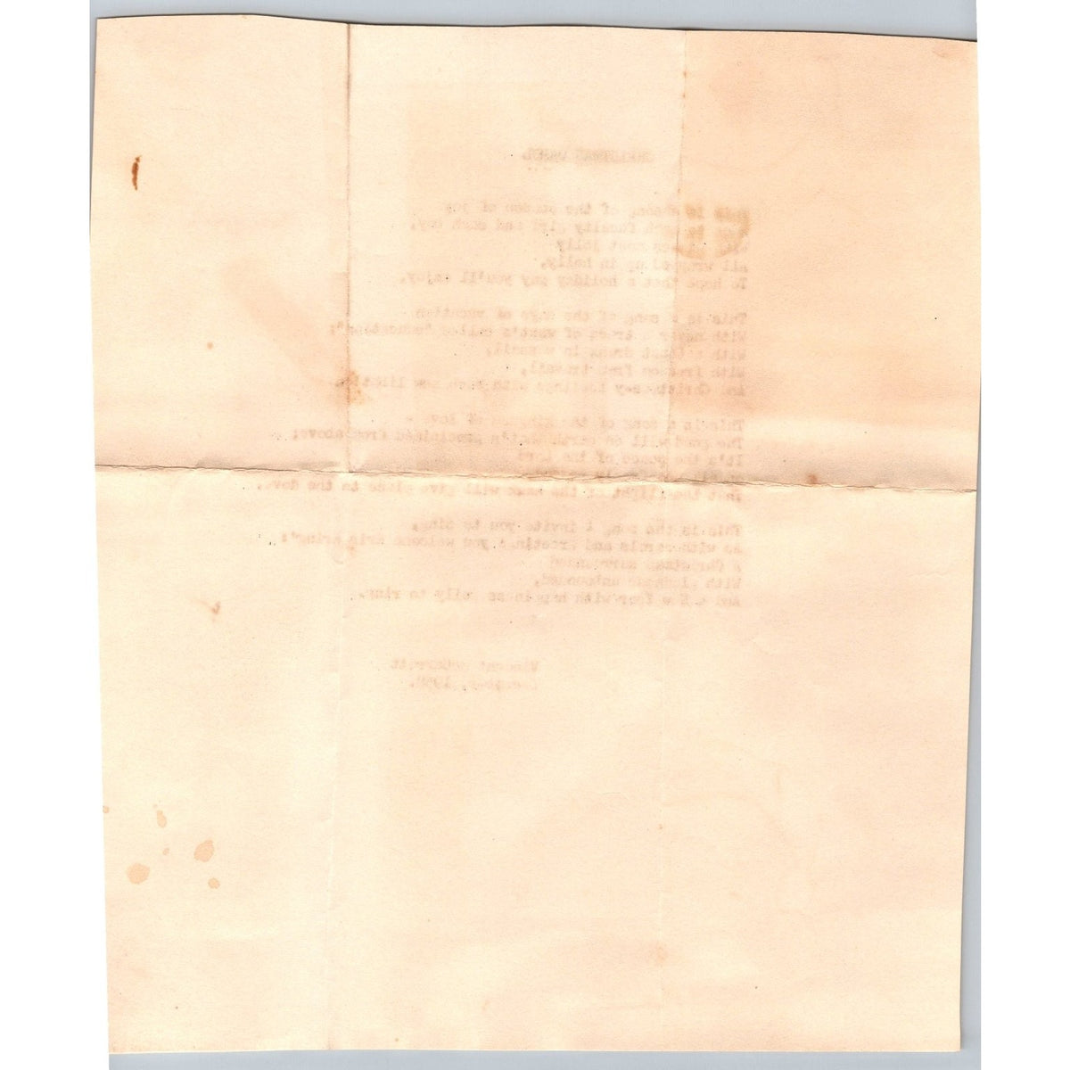 1958 Vincent McGarrett Christmas Carol Poem Typed Sheet Ephemera Mid-Century