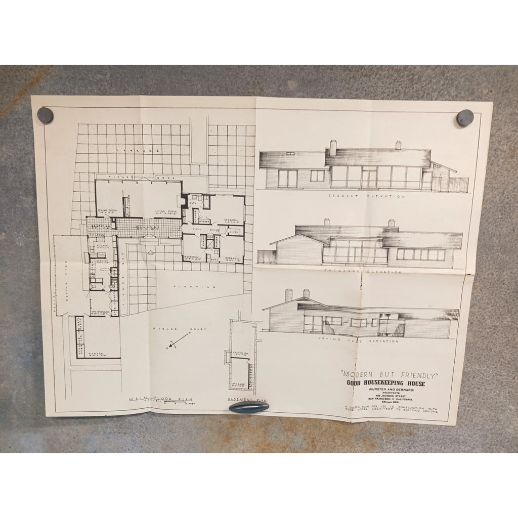 VTG 1950s Modern But Friendly Good Housekeeping Floor Plan MCM U Shape Ranch