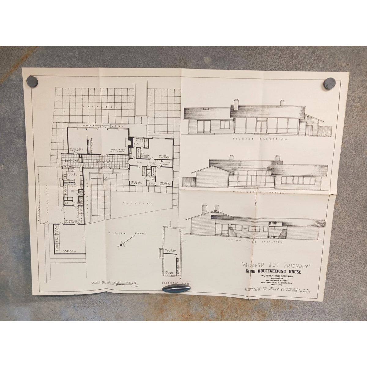 VTG 1950s Modern But Friendly Good Housekeeping Floor Plan MCM U Shape Ranch