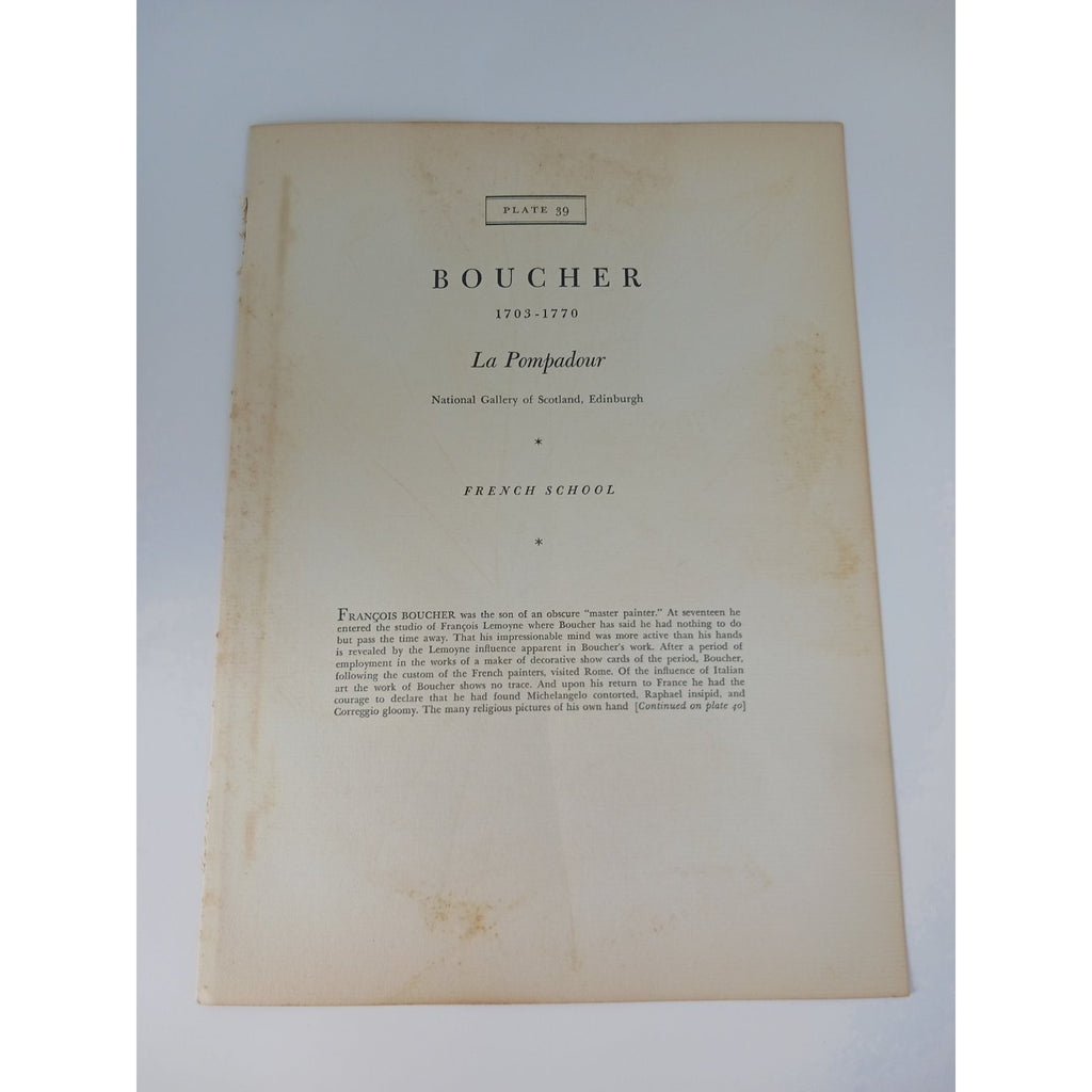 1939 Boucher La Pompadour Art Print Book Plate French School
