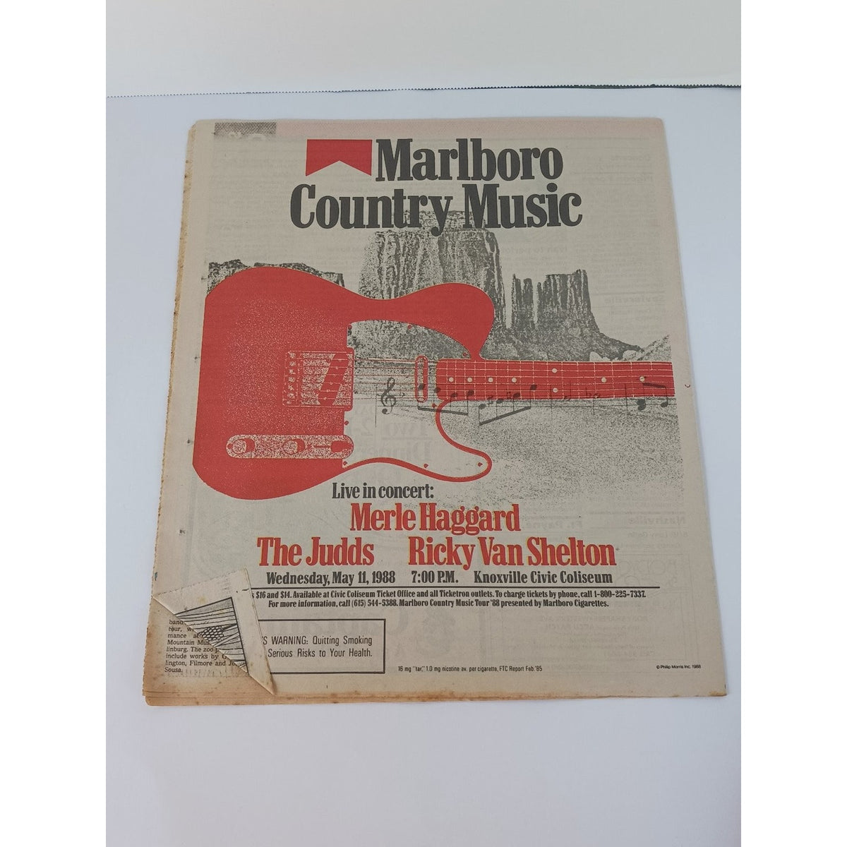 1988 Knoxville News Showtime Opera Merle Haggard The Judds Ricky Van Shelton Ad