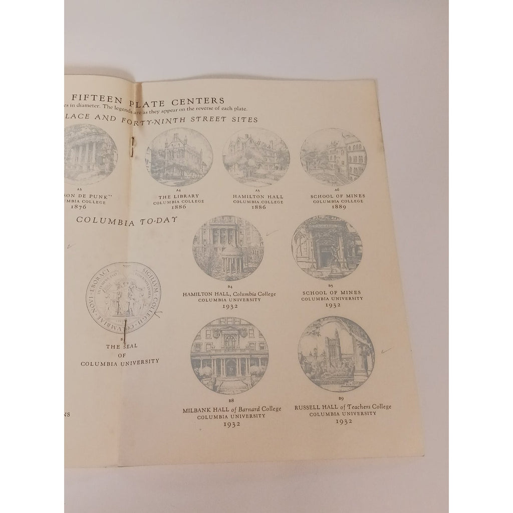 1930s Columbia University Crown Service Lenox China Plate Brochure Ephemera NYC