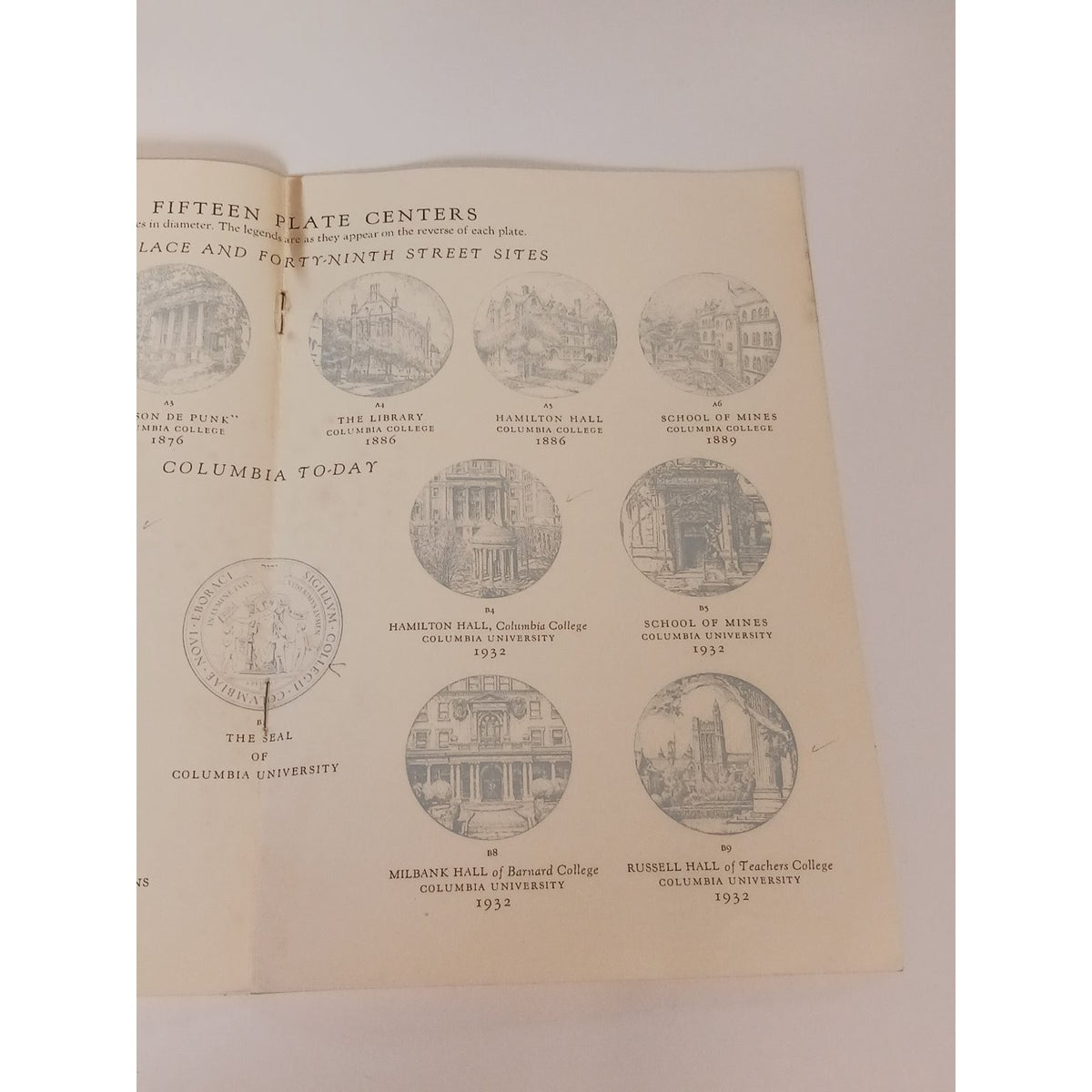 1930s Columbia University Crown Service Lenox China Plate Brochure Ephemera NYC