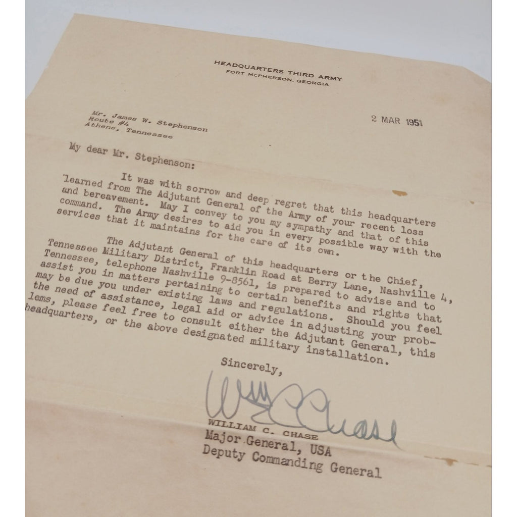 Korean War US Army Letters Document Lot KIA Remains Home 1st Lt James Stephenson