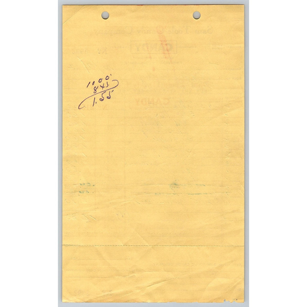 1942 Sam Toole Candy Company Invoice Knoxville TN Vintage Ephemera Receipt