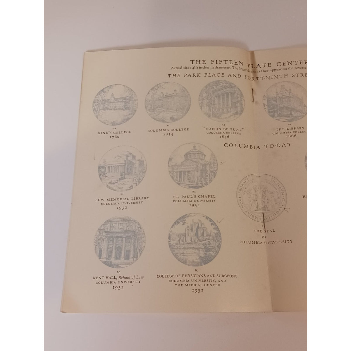 1930s Columbia University Crown Service Lenox China Plate Brochure Ephemera NYC