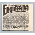 1933 Chicago Tech College Electrical Radio Engineering World's Fair Ad Ephemera