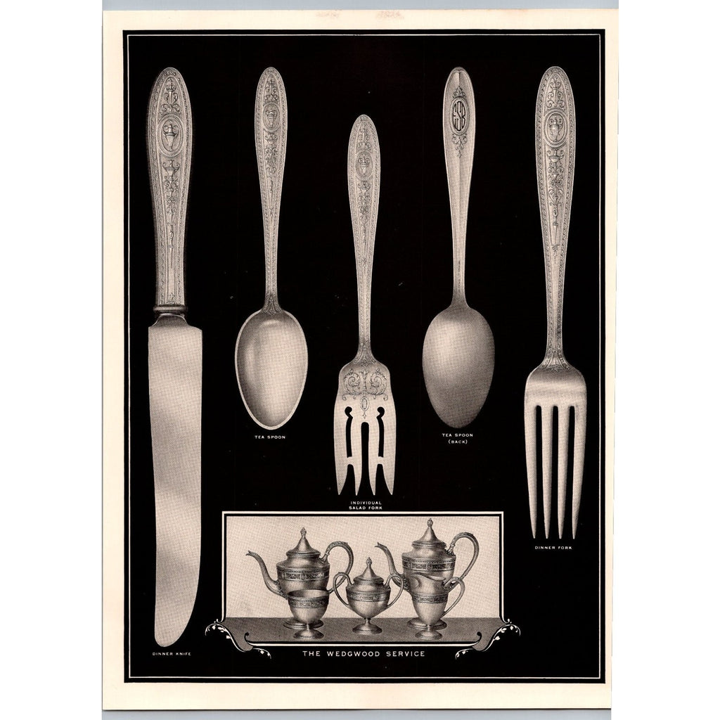 1930s WEDGWOOD SERVICE Silverware Flatware Print Ad Price List Ephemera