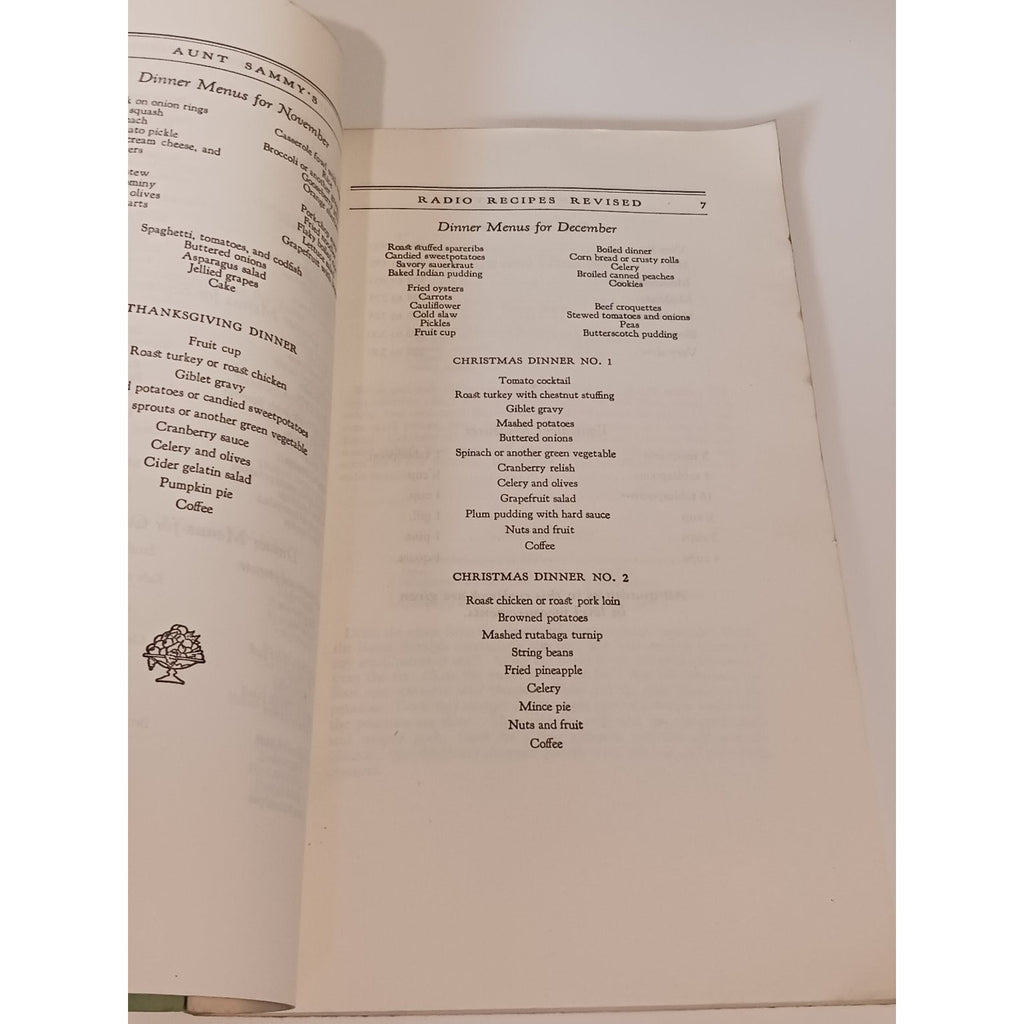 Aunt Sammy's Radio Recipes Revised 1931 USDA Cookbook Vintage Ephemera