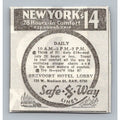 1930s Safe Way Lines NYC Bus Travel Ad Brevoort Hotel Chicago Ephemera