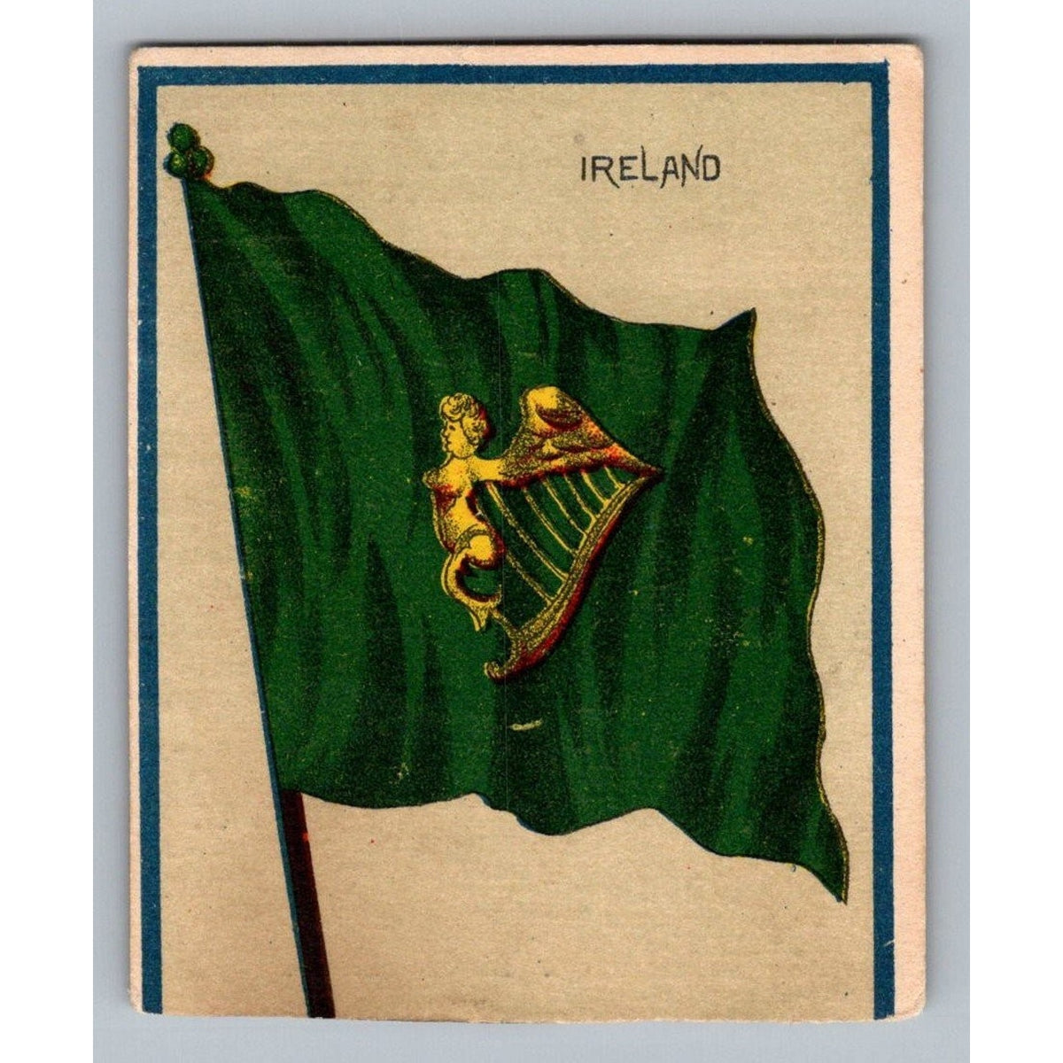 1880s IRELAND Flag Dental Trade Card B J White Tooth Polisher Ad Ephemera