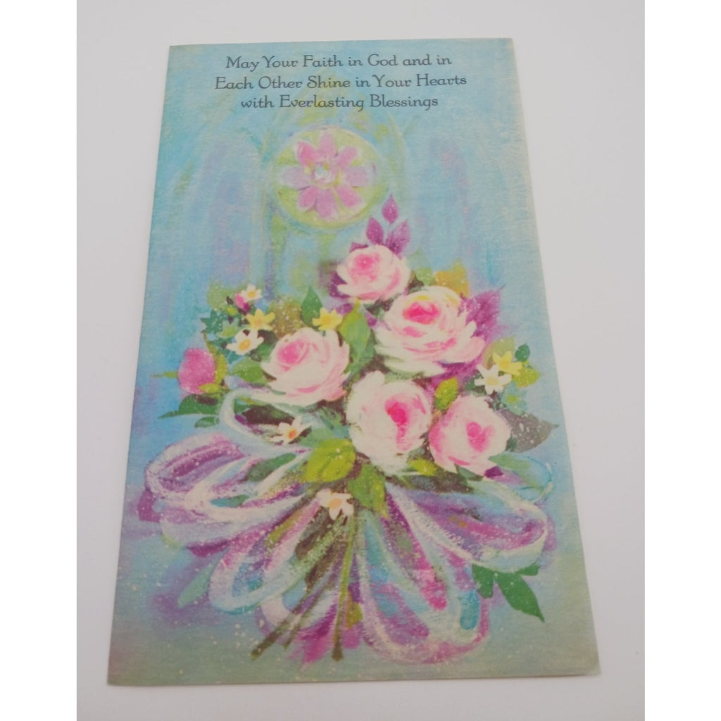 Vintage Buzza Cardozo Religious Floral Blessing Greeting Card Parchment