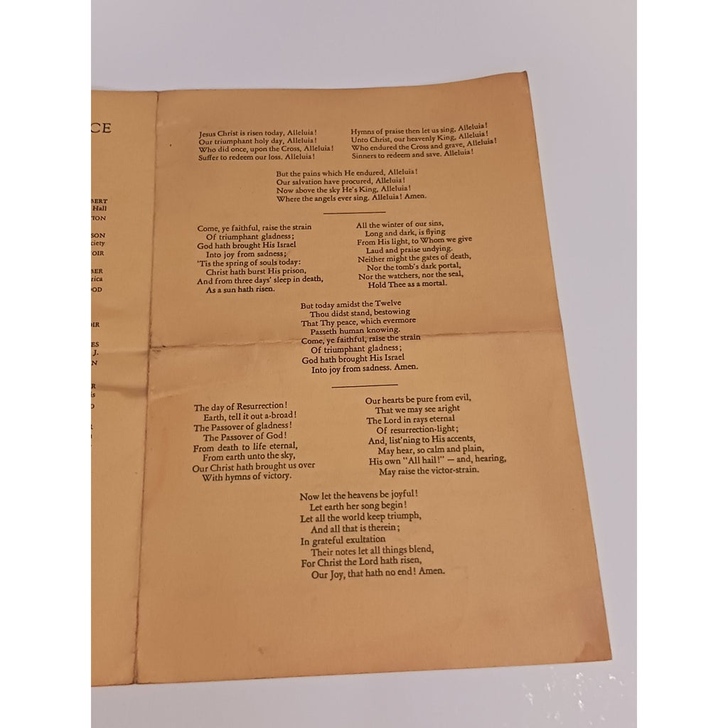 1941 Radio City Music Hall Easter Dawn Service Program NYC Ephemera