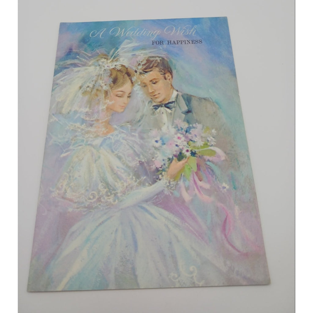 Vintage Hallmark Wedding Greeting Card A Wedding Wish Floral Art Made in USA