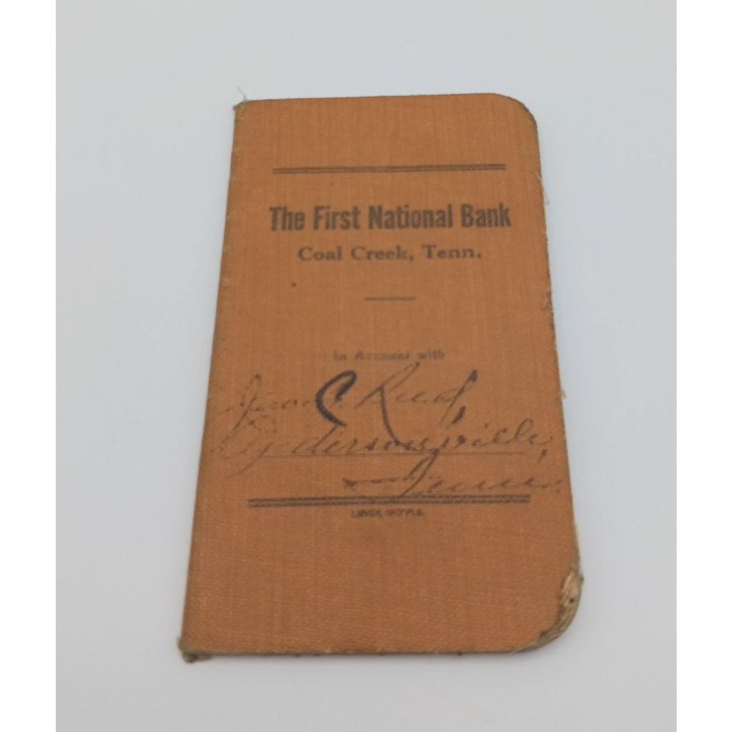 1921 The First National Bank Coal Creek Tenn Vintage Bank Passbook Reed Ledger