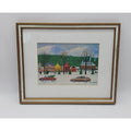 Christmas Scene By Rodman Pell Winter Village Signed Framed Matted Print Folk