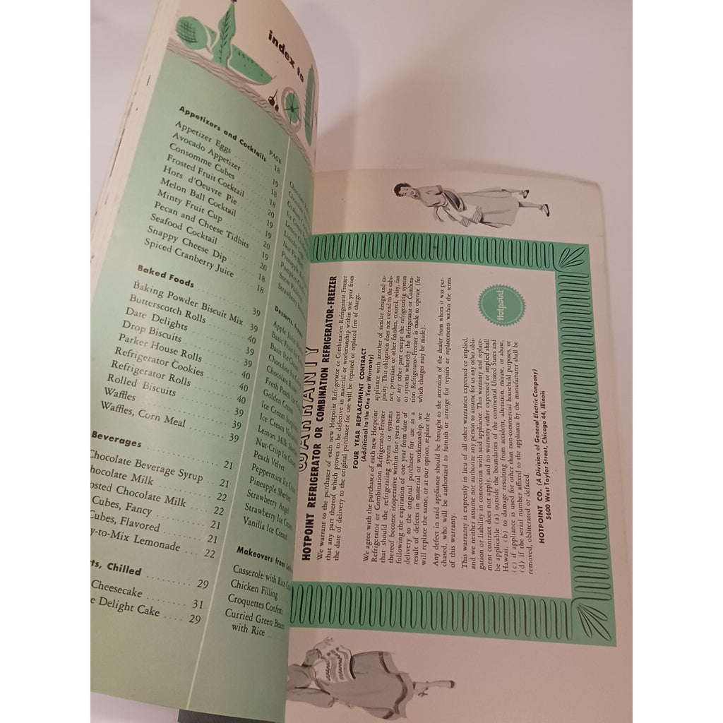 1953 Hotpoint Refrigerator Manual & Recipe Book Vintage Appliance Ephemera MCM