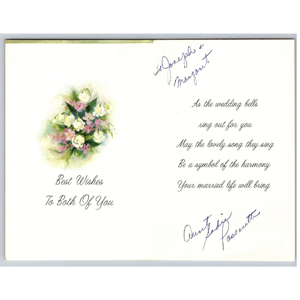 Vintage Forget Me Not Wedding Greeting Card Bells Doves As You Are Married Pink