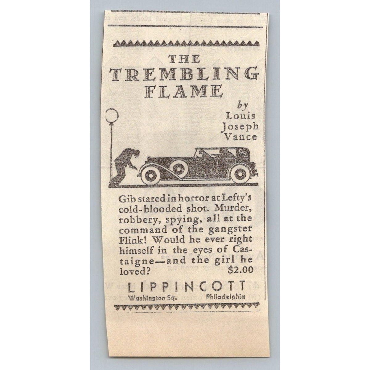 1931 The Trembling Flame Louis Joseph Vance Book Print Ad Ephemera Lippincott