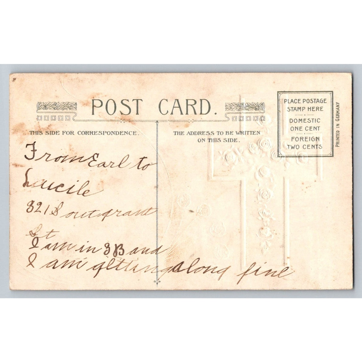 Vintage Easter Postcard Embossed Roses Church Welcome Morning Germany