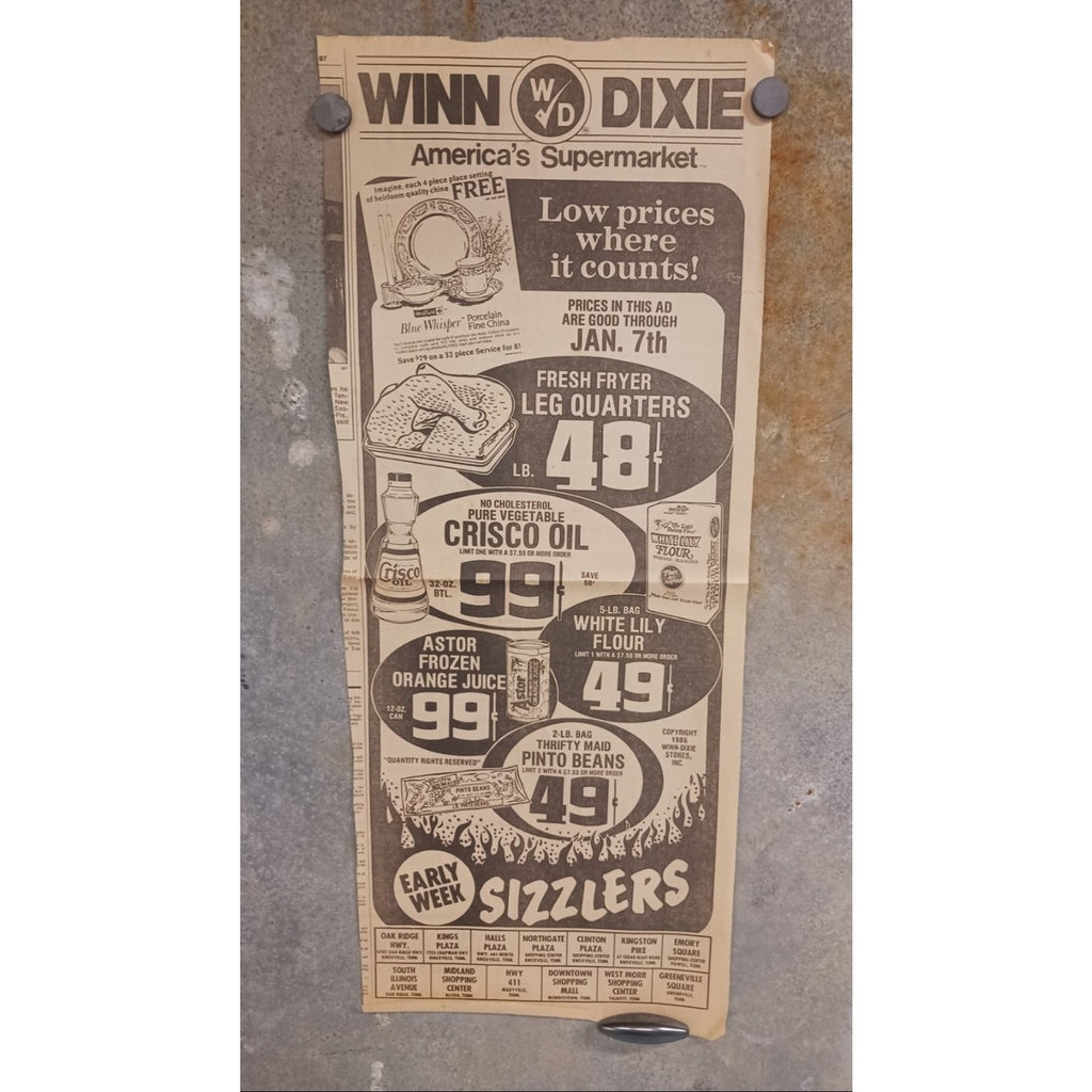 1986 Winn-Dixie Grocery Store Newspaper Ad Knoxville Tn Crisco White Lily Prices