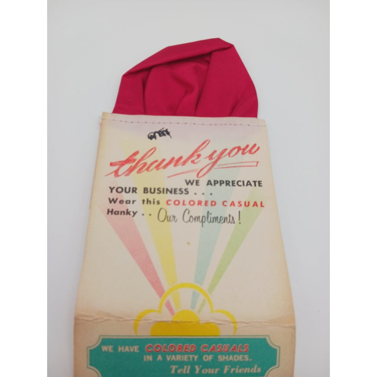 VTG 1940s 50s Old Hickory Mfg Co Compliments Satin Hanky Sample Ephemera