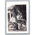 Two Young Men Bicycle 1940s 1950s Snapshot Photograph Americana Vernacular