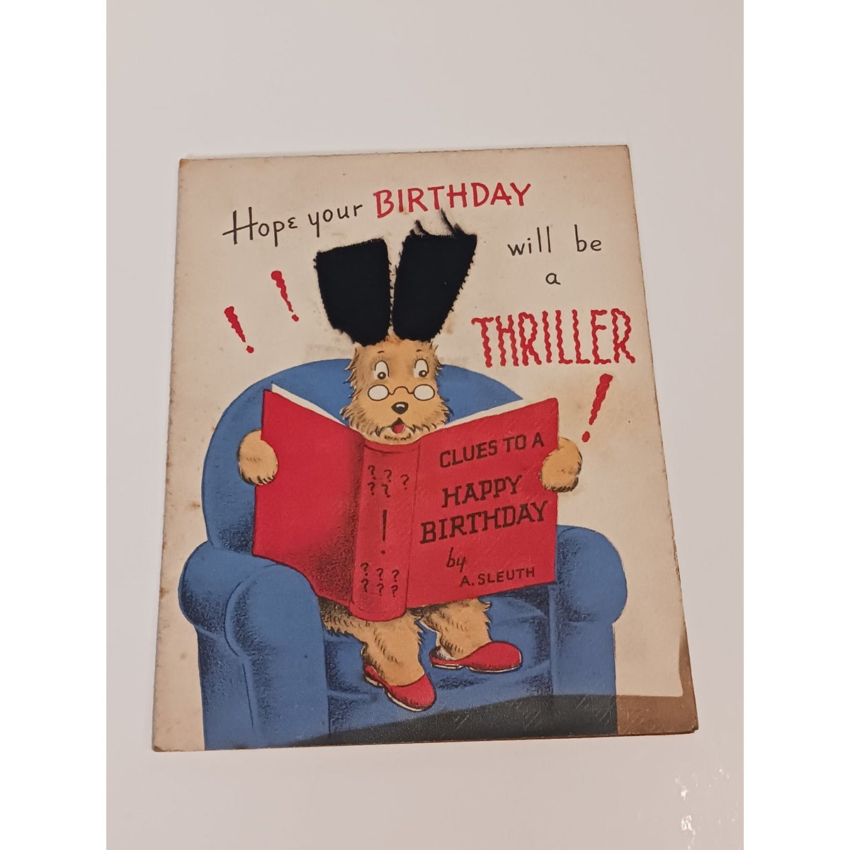 Signed Estes Kefauver 1940s 50s Norcross Dog Birthday Card Detective Thriller